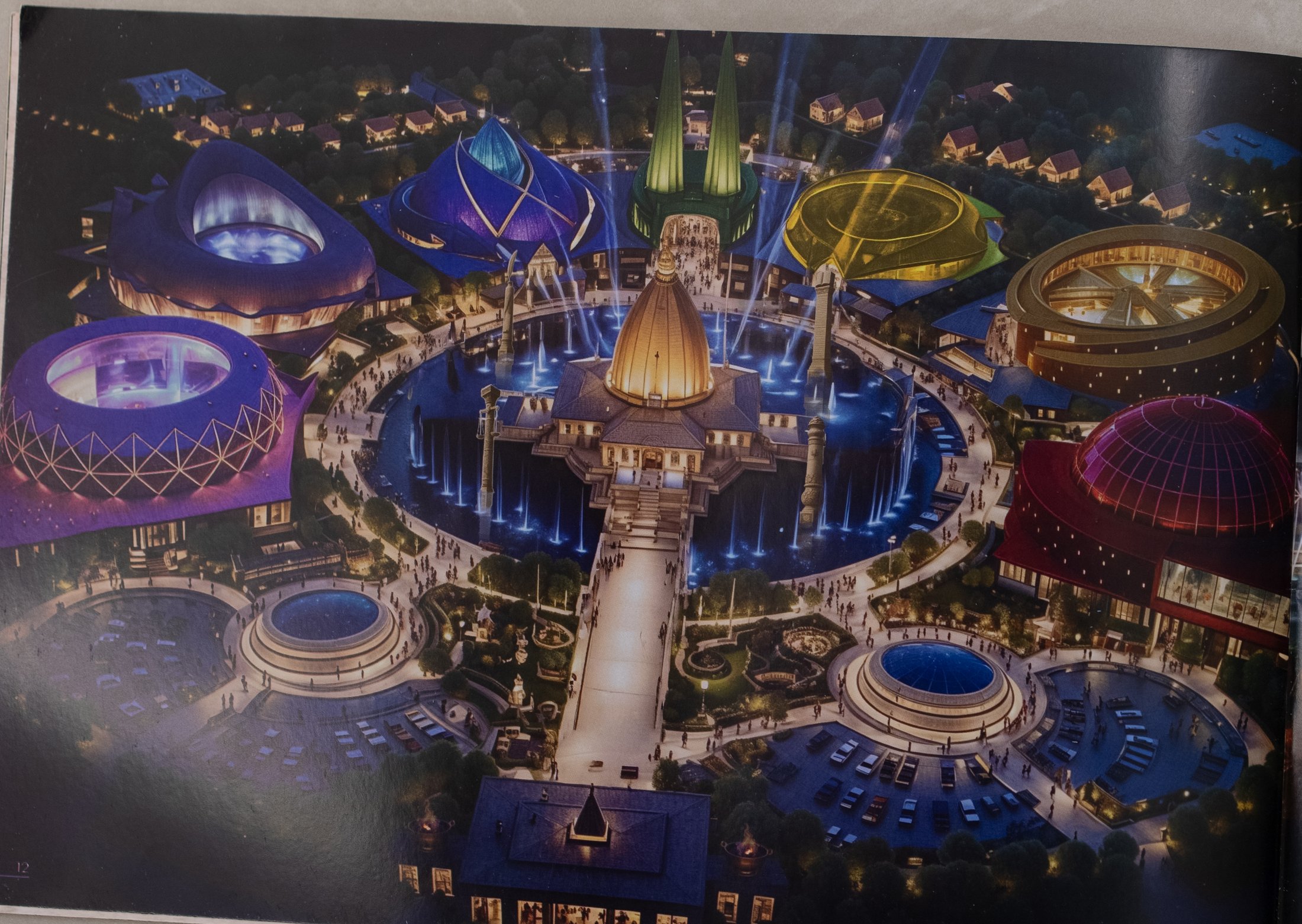 Agarmath complex illuminated at night